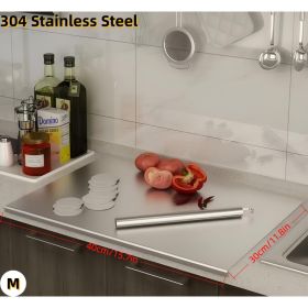 L-Shape 304 Stainless Steel Cutting Board With Lip, Stainless Steel Countertop Chopping Boards For Kitchen, 304 Stainless Steel Chopping Boards W (Option: M)