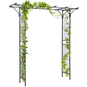 Garden Trellis Arch 82inch Steel Elegant Scrollwork For Weddings & Gardens Brown (Option: Brown)