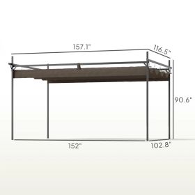 Metal Retractable Pergola Canopy, Outdoor Pergola For Garden, Patio, Backyard, Deck, Brown (Option: Brown)