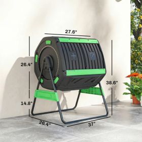 Compost Bin Outdoor, 53 Gal Dual Chamber Tumbling Composter With Adjustable Vents, BPA Free Tumbling Composter, Green (Option: Green)